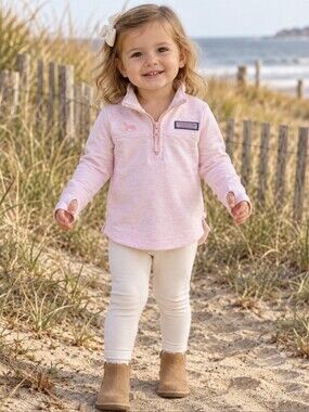 Vineyard Vines Girls' Light Pink Quarter-Zip Pullover | 2T